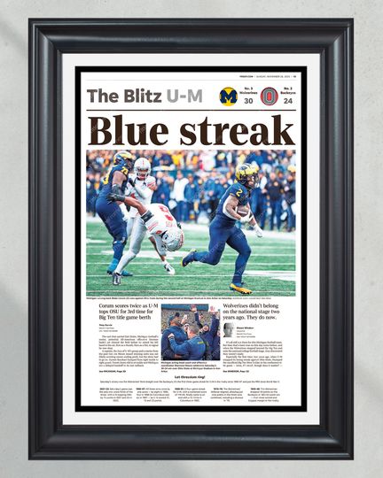 2023 Michigan Wolverines Blue Streak def. Ohio State Buckeyes (NO Framed) Poster