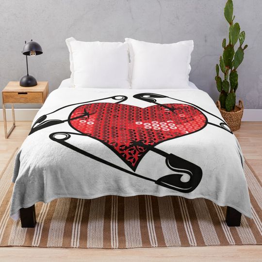 red sequin print safety pin  Throw Blanket