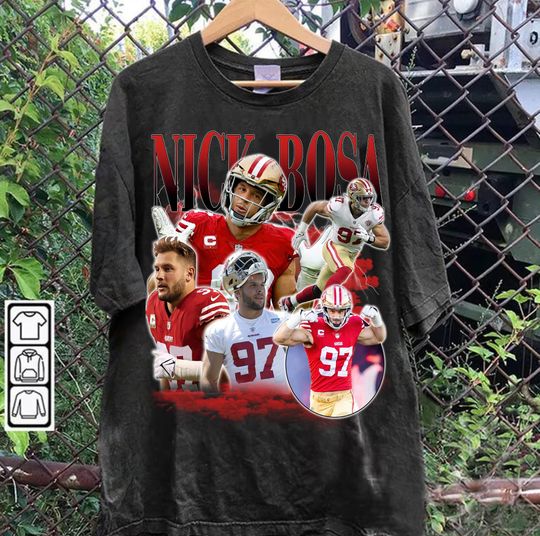 Vintage 90s Graphic Style Nick Bosa T-Shirt, Football Bootleg T-Shirt