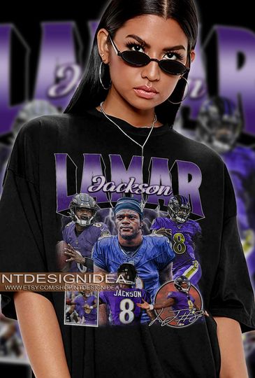 Vintage 90s Graphic Style Lamar Jackson Football American T-Shirt