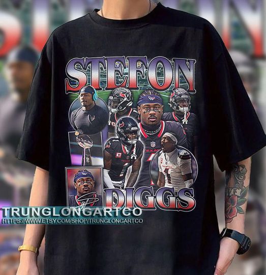 Vintage 90s Graphic Style Stefon Diggs T-Shirt, Houston Football T-Shirt