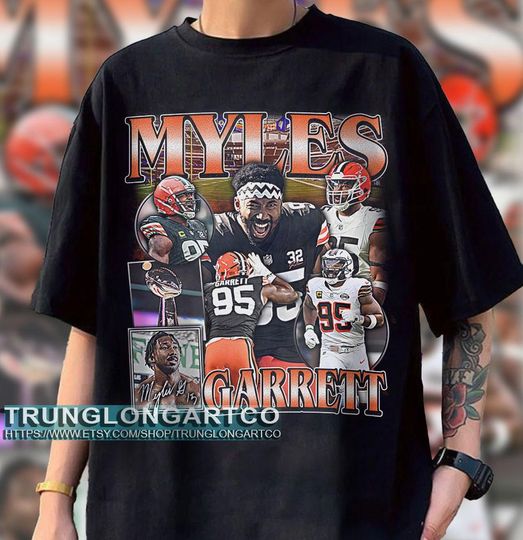 Vintage 90s Graphic Style Myles Garrett T-Shirt, Cleveland Football T-Shirt