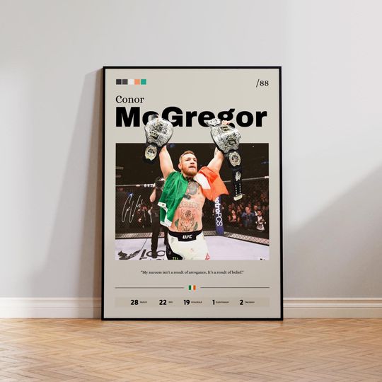 Conor McGregor Poster Art Print, UFC Fighter Wall Decor, Mixed Martial Arts Poster, Sports Art, MMA Gift, Home Gym Decoration