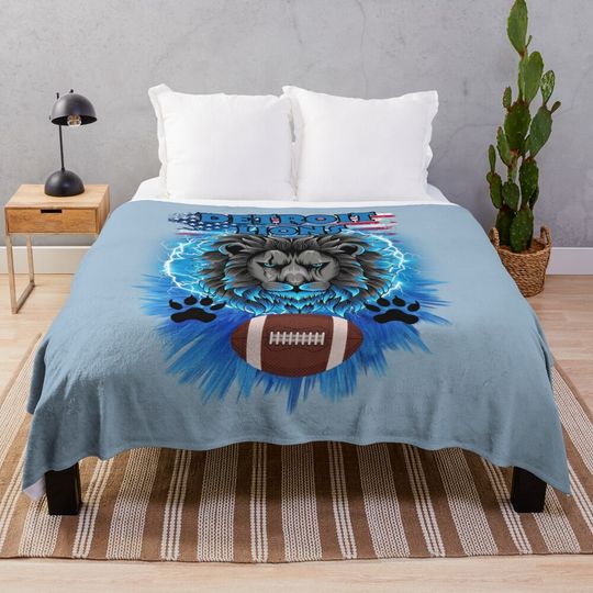 Football Detroit Lions motor kitties energy bolts USA  Throw Blanket