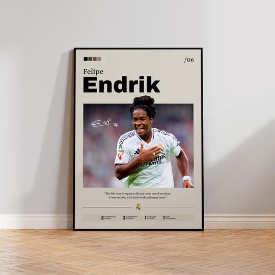 Endrik Poster, Soccer Star Print, Football Decor, Sports Illustration, Fan Gift, Endrik Real Madrid Artwork, Home Decor