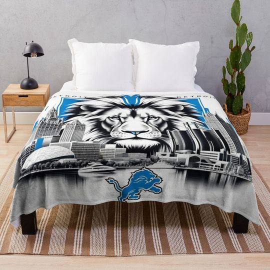 Detroit Lions Artwork Throw Blanket