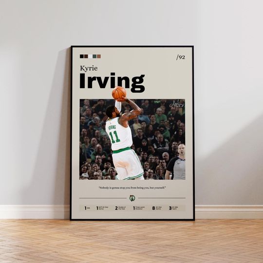 Kyrie Irving Basketball Poster, NBA Wall Art, Sports Decor, Basketball Print, Kyrie Irving Artwork, Athlete Portrait, Basketball Gift