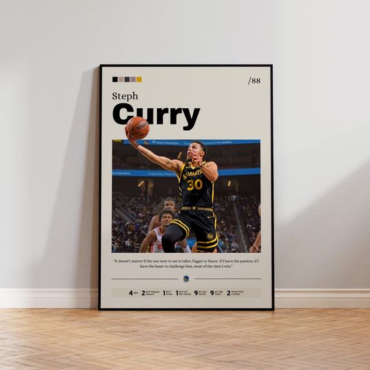 Steph Curry Poster Wall Art, Basketball Print, NBA Decor, Sports Illustration, Athlete Artwork, Home Office Decor, Man Cave, Curry Fan Gift