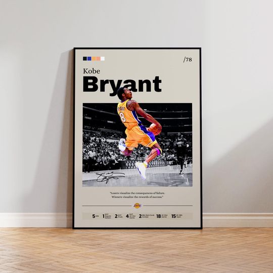 Kobe Bryant Poster, Basketball Legend Art Print, Wall Decor, Sports Memorabilia, Black Mamba Tribute, Home Decor, Motivational Artwork