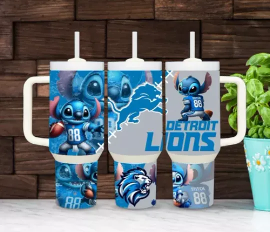 Detroit Lions Football Stitch 40oz Tumbler