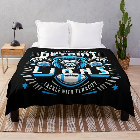 Roar With Heart Detroit Lions Graphic	 Throw Blanket
