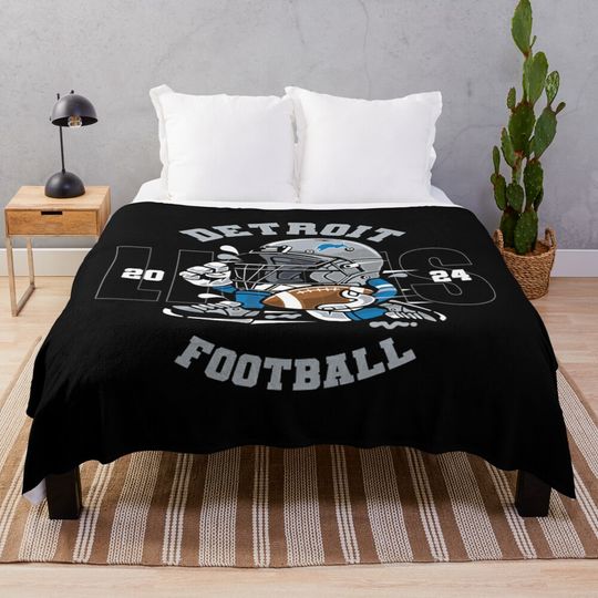 Detroit Lions Cartoon Mascot 2024	 Throw Blanket
