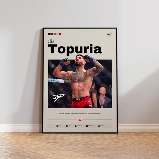 Ilia Topuria Poster Art Print, UFC Fighter Wall Decor, Mixed Martial Arts Poster, Sports Art, MMA Gift, Home Gym Decoration