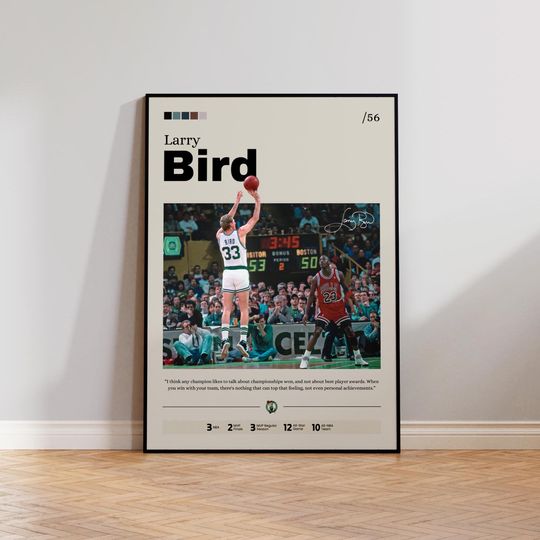 Larry Bird Poster Art Print, Basketball Wall Decor, Vintage NBA Poster, Sports Art, Man Cave Decor, Retro Basketball Poster, Bird Fan Gift