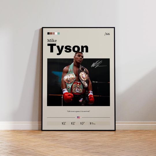 Mike Tyson Boxing Poster, Vintage Mike Tyson Print, Wall Art, Retro Boxing Artwork, Sports Decor, Fighter Illustration, Man Cave Decor