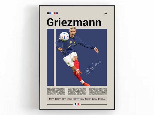 Antoine Griezmann Poster, France National Team Wall Art, Soccer Print, Griezmann Decor, French Legend Poster, Football Fan Gift