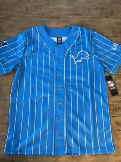 NWT 🔥 Detroit Lions Mens Sm football Team Apparel Embroidered Baseball Style Jersey