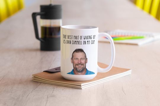 Dan Campbell Coffee Mug, Detroit Lions football Football Fan Humor Gift, Fantasy Football, Dan Campbell On My Cup, Jared Goff, Detroit Sports