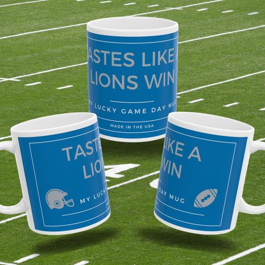 football Gift Lions Mug Sports Gift Detroit Lions Merch Tastes Like A Lions Win Mug game day sports gift Lucky Detroit Lions Football Gift him