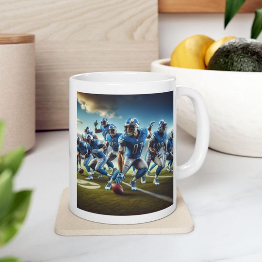 football Detroit Lions Coffee Mug Football Lover Gift Sports Fan Mug Coffee Cup Game Day Drinkware, Aidan Hutchinson, Dan Campbell, Gift for him