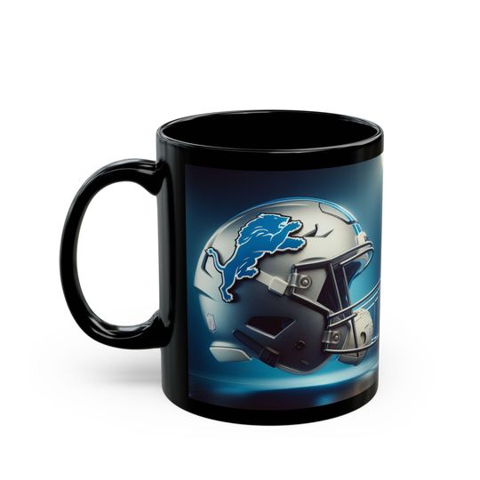 Detroit Lions Mug - football Detroit Lions Player Helmet Black Mug, Perfect Gift for Football Fans, Detroit Lions Mug, football Mug, football Detroit Lions