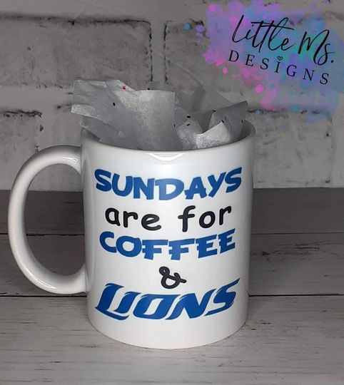 Sundays are for Coffee and Lions, Detroit Lions, Sports Mug, Football Gifts, Sports Gifts, Gift For Football Fans,Gifts for Him,Michigan Mug