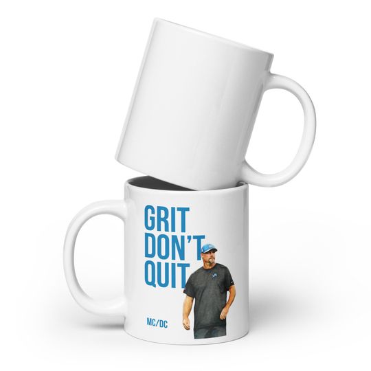 Dan Campbell Grit Don't Quit Mug - White glossy mug perfect for Detroit Lions Fans