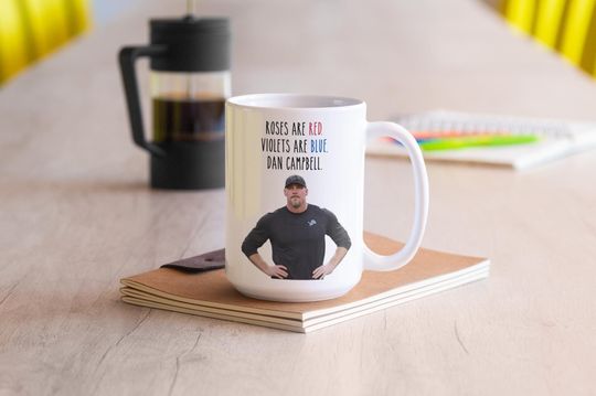 Dan Campbell Coffee Mug, Detroit Lions football Football Fan Humor Gift, Fantasy Football, Dan Campbell Coffee Cup, Jared Goff, Detroit Sports