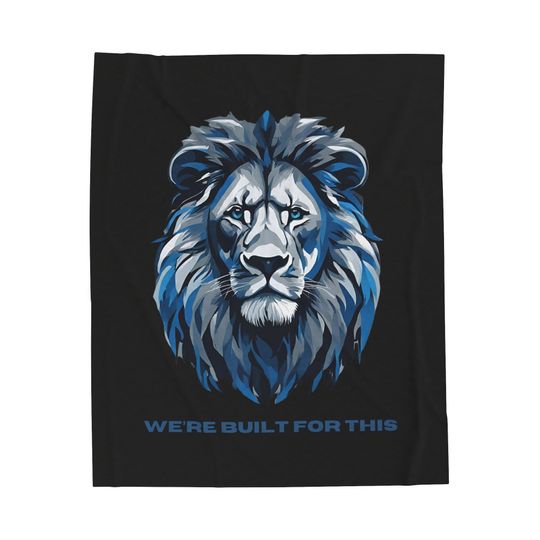 Detroit Lions Blanket,  Detroit Lions "We're Built For This" Velveteen Plush Blanket, Gift for Him, Gift for Her, Lions Fan Gift