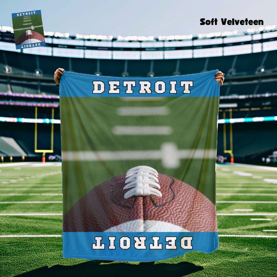 Football Blanket, Detroit Football Blanket, Football Lover Gift, Detroit Fan Gift, Football Gift, Man Cave Decor, Detroit Team Blanket