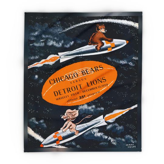 Fleece Blanket, 1959 Chicago Bears Football Detroit Lions, Vintage Sports Decor, Football Fan Gift, Game Day Throw, Sports Memorabilia