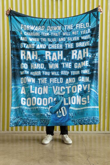 Forward Down the Field! Blanket Gridiron Heroes Detroit Lions Fight Song Blanket  Ford Field and Lyrics | Dan Campbell, Jared Goff Fan