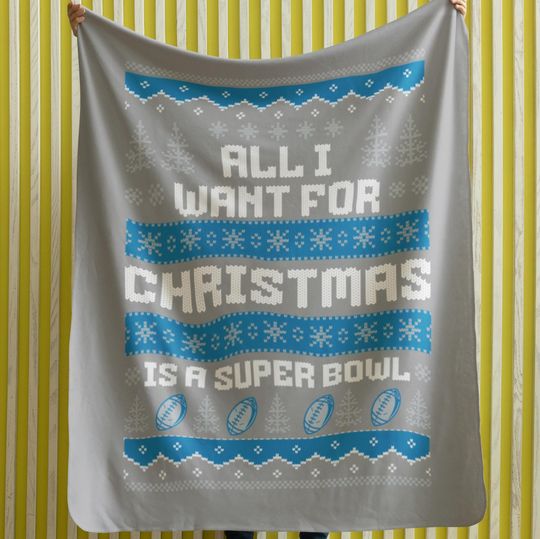 Velveteen Plush Blanket - Detroit Football Ugly Sweater Christmas Blanket, Lion Super Bowl Gift, Winter Home Decor, Cozy Sofa Throw