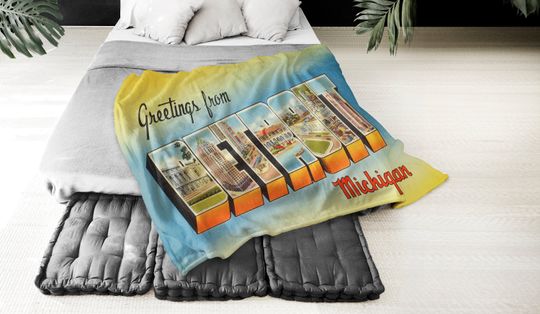 Detroit Blanket, Detroit Map Blanket, Fleece Blanket, Airbnb Decor, Detroit Gifts, Housewarming Gift, Throw Blanket, Detroit Decor, Michigan