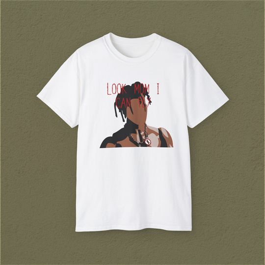 Travis Look Mom I Can Fly Streetwear T-Shirt, Urban Culture Aesthetic Shirt, Drill Fashion.