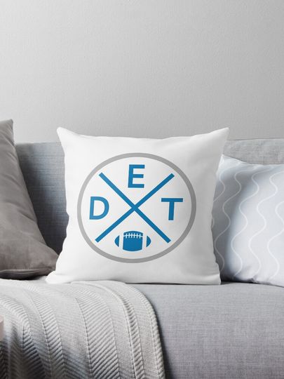 Discover Retro Detroit Football Emblem Vintage DET Pillow