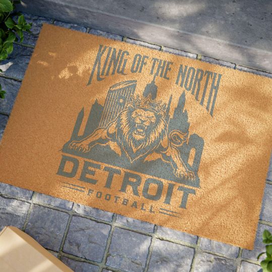 Doormat - Detroit Lion King of the North Lions Football Home Decor Rug, Sports Fan Gift, Housewarming Present, Entryway Mat, Game Day Decor,