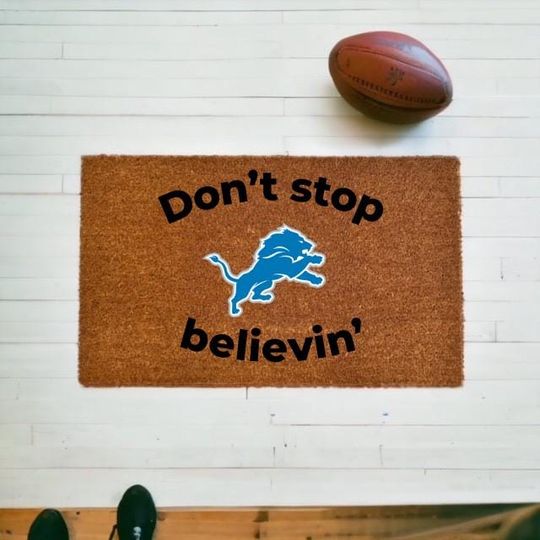 Detroit Inspired Mat/ Detroit Lions Homeowner Gift/ Summer Decor/ Football Fan Gift