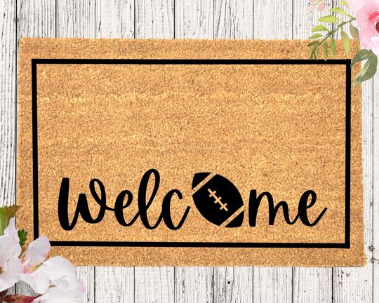 Welcome Football Door Mat, Football Doormat, Welcome Mat, Fall Doormat, Doormat for Football Football Lover Gift Gift for Him Football Decor