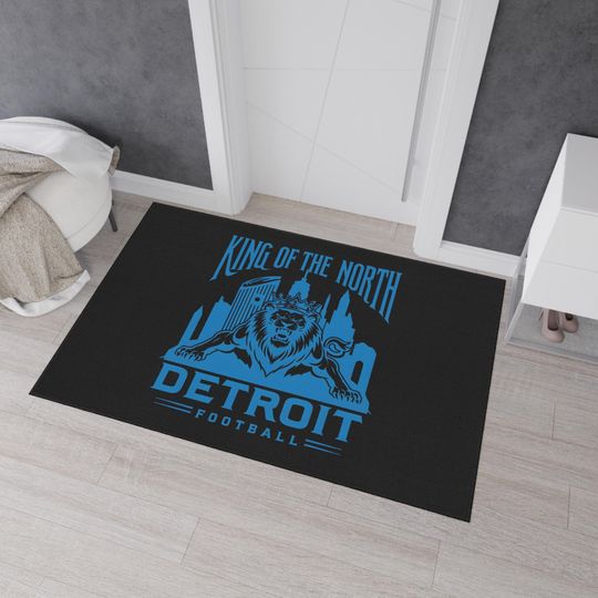Floor Mat, Detroit Football King of the North Lions Football, Sports Fan Gift, Man Cave Decor, Game Day Accessory, Football Season Must-Have