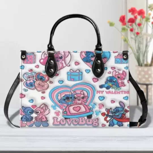 Disney Stitch Luxury Women PU Leather Handbag, Valentine gift