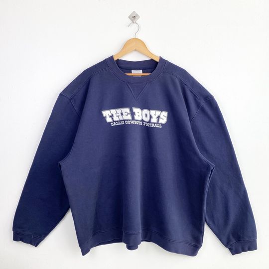 Vintage football Dallas Cowboys Crewneck Sweatshirt Print Logo Blue Color Mens XXL