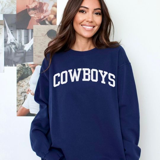 Comfort Colors Cowboys sweatshirt, navy blue Cowboys crewneck, Cowboys pullover, cowboys shirt, simple classic trendy Cowboys sweatshirt