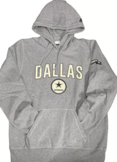 New $70 Dallas Cowboys Mens Sideline Fleece Pullover Hoodie Sweatshirt Gray M