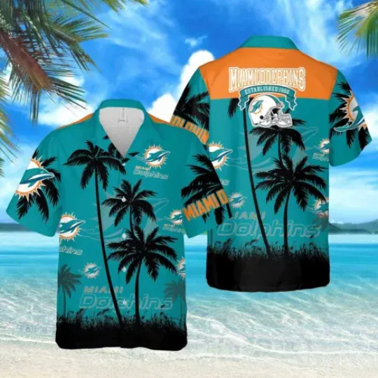 Miami Football Team Dolphinss Hawaiian Shirt Button Down Unisex Adults
