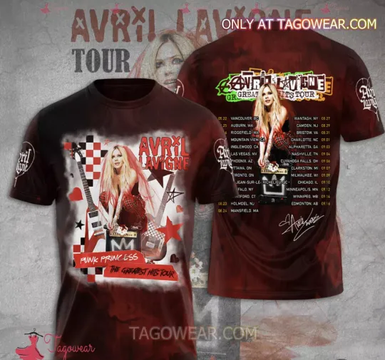 Avril Lavigne Punk Princess The Greatest Hits Tour 3D T-Shirt