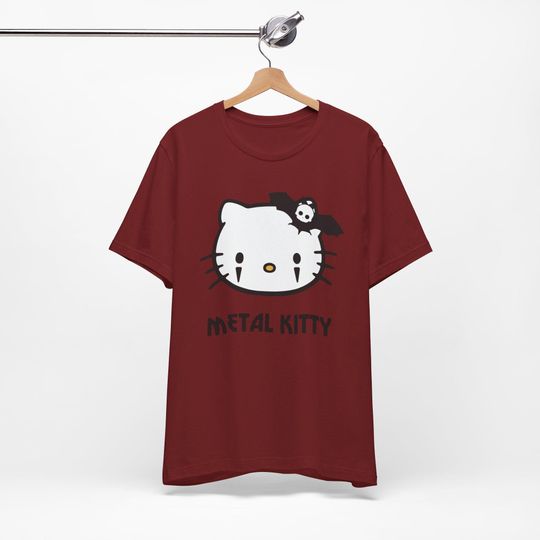 Sanrio Metal Kitty Tee - MetalHead Hello Kitty Shirt - Goth Y2K Fashion
