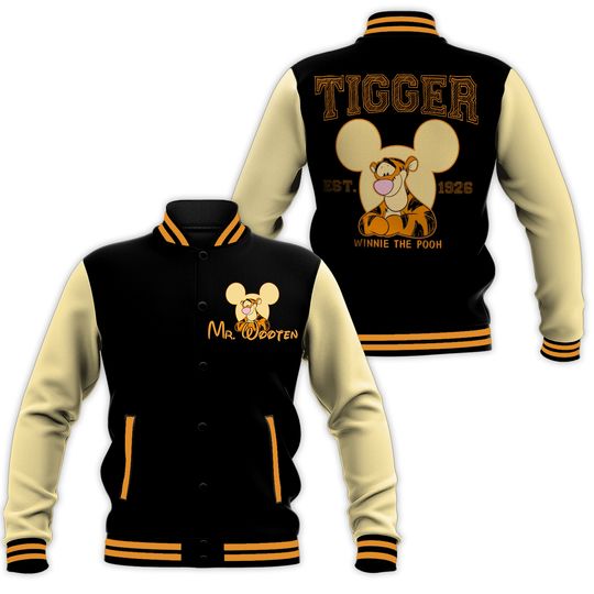 Personalize Winnie The Pooh Tigger Baseball Jacket, Disney Baseball Jacket