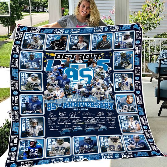 Detroit Lions 95th Anniversary 1929-2024 Fleece Blanket