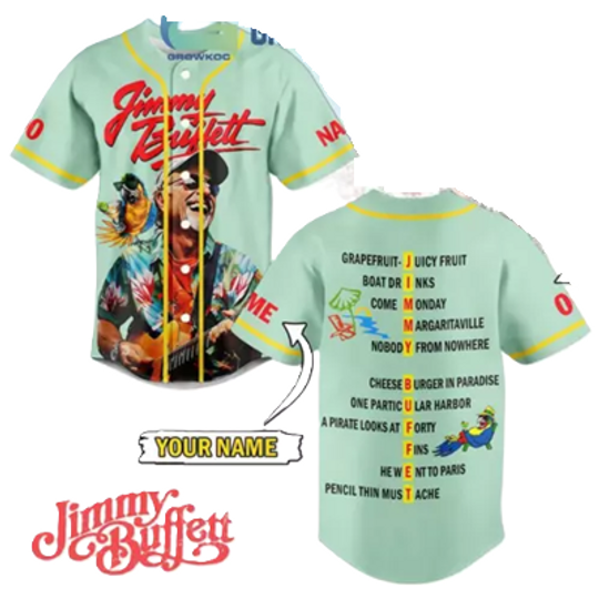 Jimmy Buffett Cheeseburger In Paradise Personalized baseball jersey